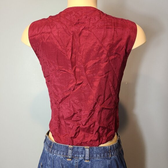 Vintage 90s Y2K Velvet Patchwork Vest Medium Jewel Tone Fairy Grunge Festival - Picture 8 of 11